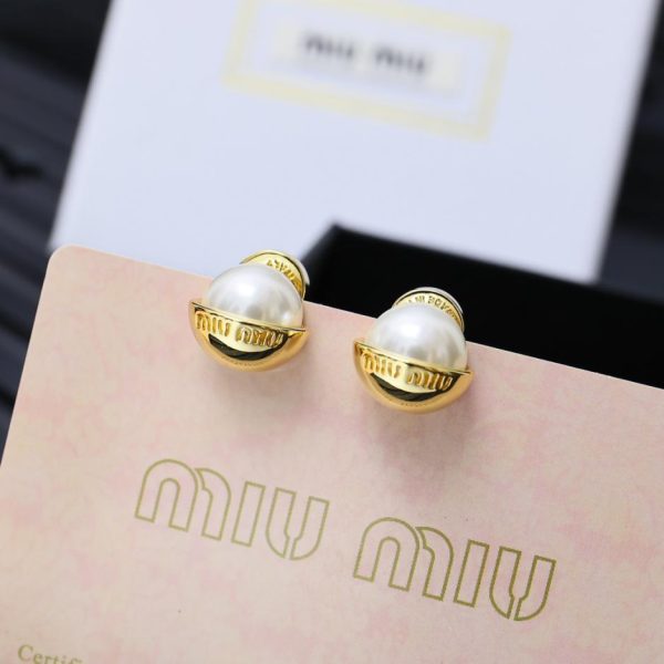 העתק, מעצב, הטוב ביותר, איכותי, 1:1, מזויף, תכשיטים סרט ועגילים מקטיפה פנינה של Miumiu