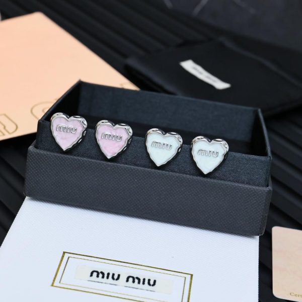 העתק, מעצב, הטוב ביותר, איכותי, 1:1, מזויף, תכשיטים עגילי אהבה של Miu Miu אמייל